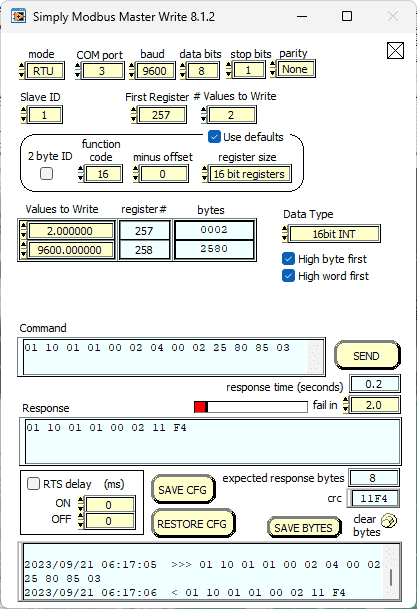 Simply Modbus Master to XY-MD02 RTU Sensor