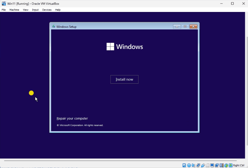 VirtualBox Windows 11 Installation