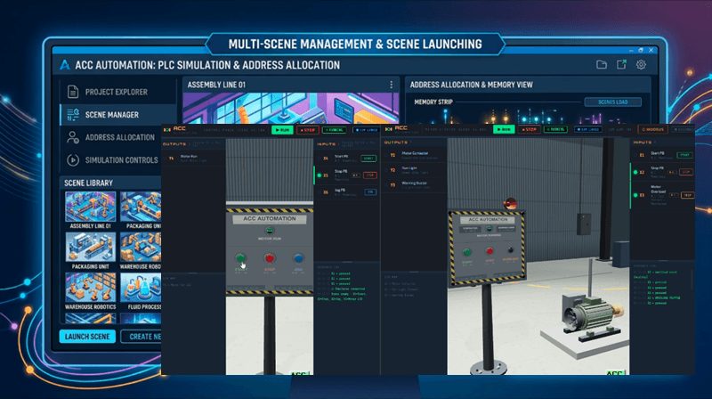 Run Two 3D Machines at Once — Multi-Scene PLC Simulator