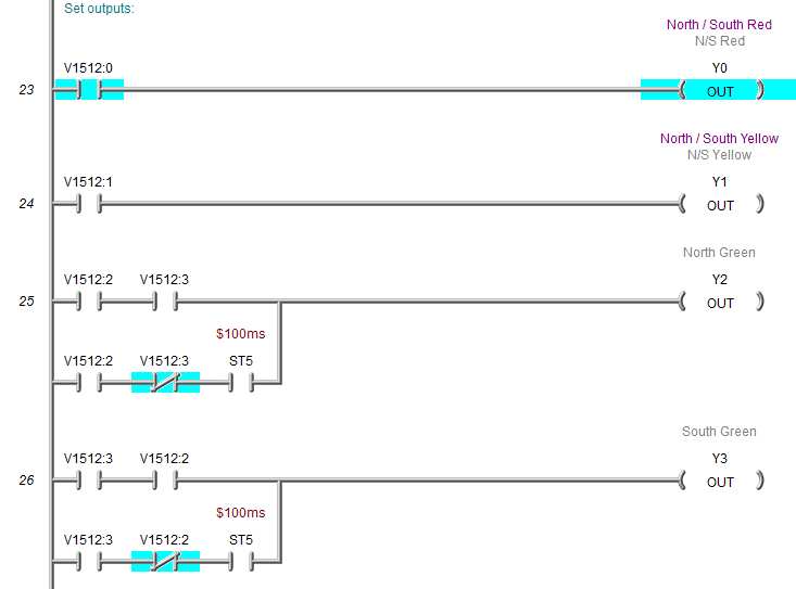 ladder logic program lamp flash