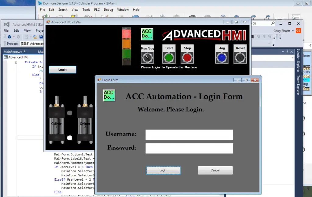 Creating a HMI Login Screen on AdvancedHMI ACC Automation