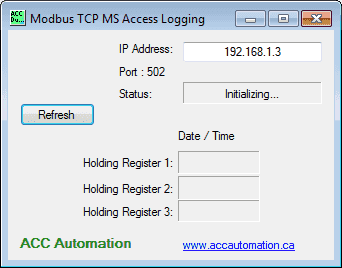 Modbus TCP Data Logging to Database