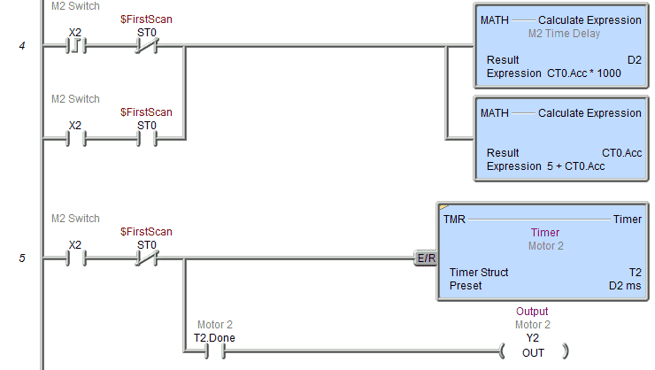 PLC Programming Example – Delay Starting of 7 Motors