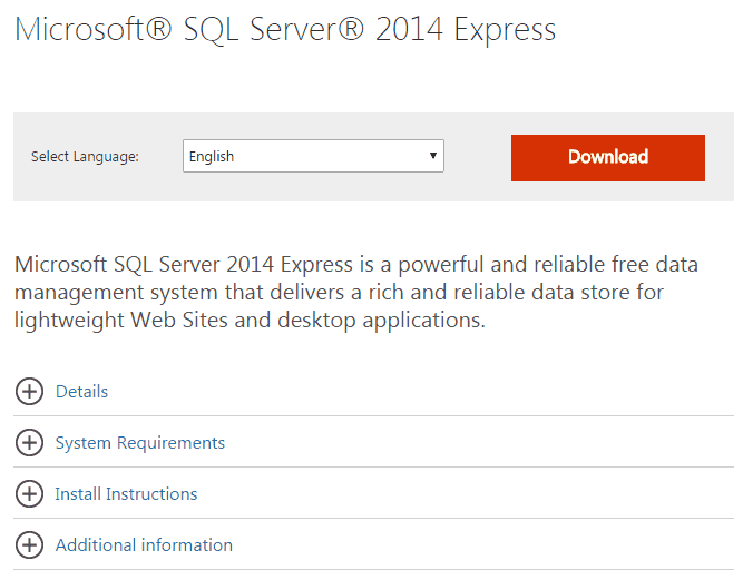 Installing SQL Server Express 2014
