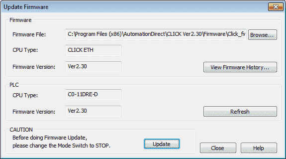 Click PLC Update Firmware