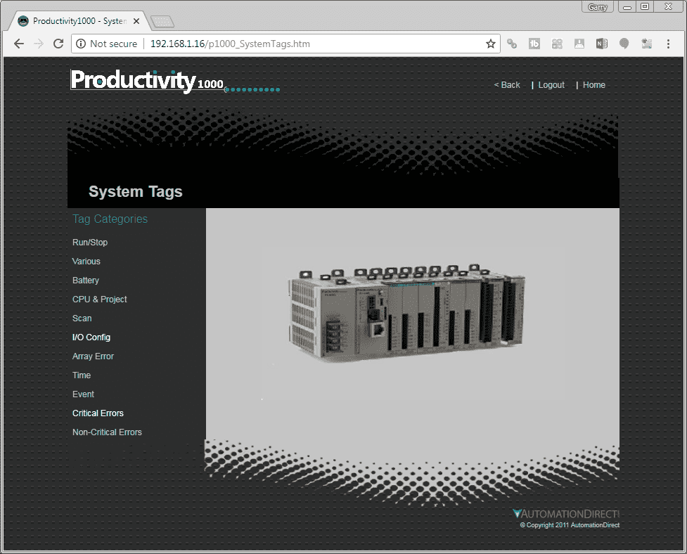 Productivity 1000 Series PLC Web Server