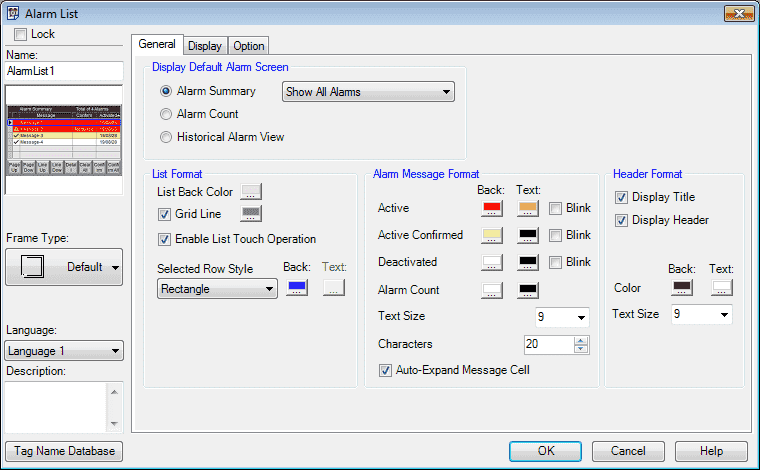 C-More EA9 HMI Series Panel Object List Alarms