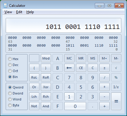 Windows Binary Calculator