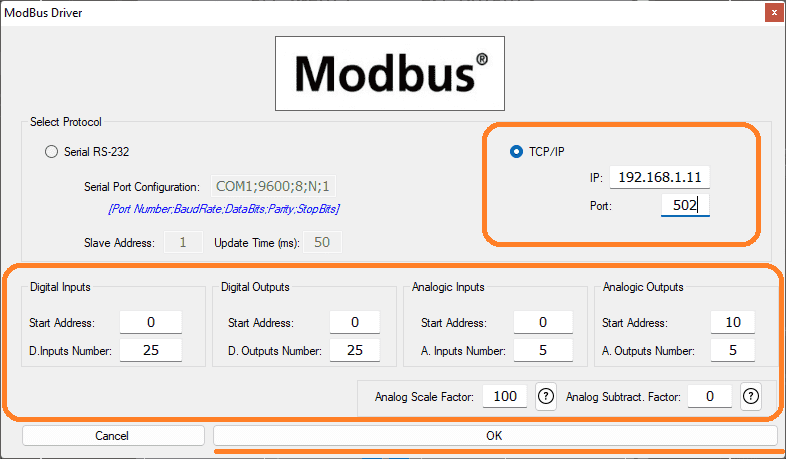 Modbus TCP Settings