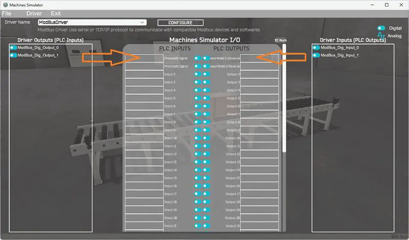EasyPLC Conveyor Simulator - Modbus TCP Ethernet