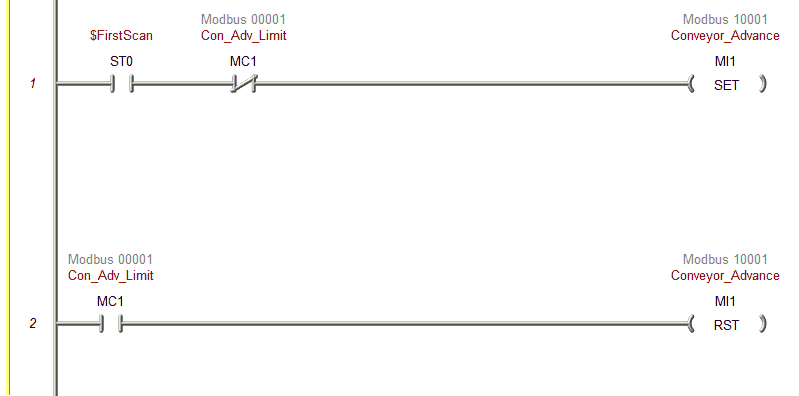 Ladder Logic Program - Simple Conveyor