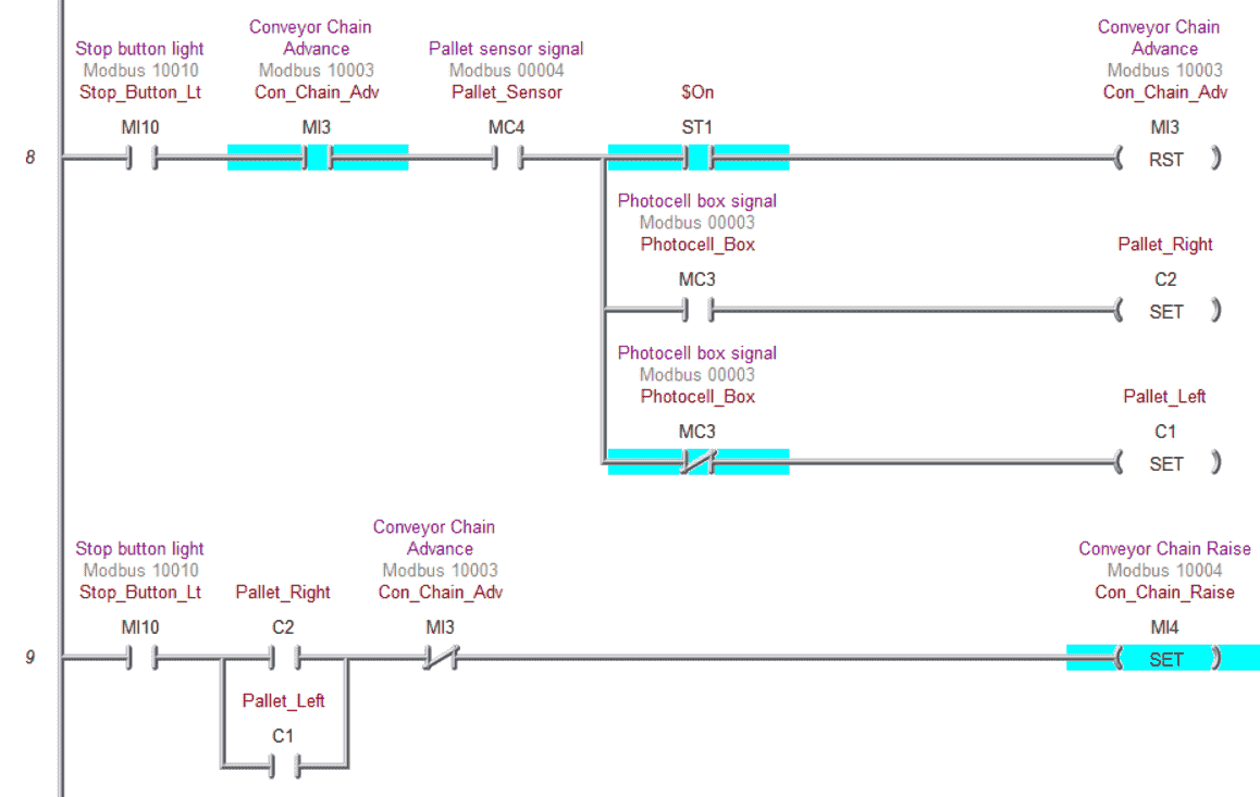 Sample ladder logic program