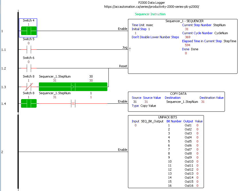 Sample Ladder Logic Sequencer
