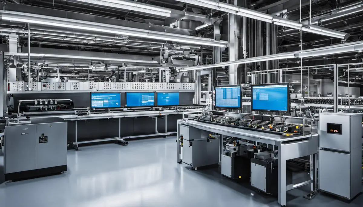 Image depicting a Programmable Logic Controller on a factory assembly line.